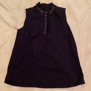 J Crew navy tank with jeweled neckline size 6